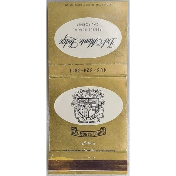 Front Strike Matchbook Cover Del Monte Lodge Pebble Beach CA - Picture 2 of 4